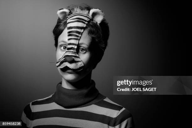 French novelist Alice Zeniter poses during a photo session in Paris on September 28, 2017. / BLACK AND WHITE VERSION