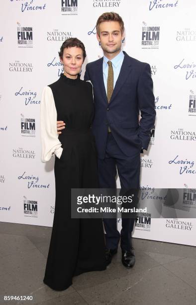 Helen McCrory and Douglas Booth, attend the UK Premiere of "Loving Vincent" during the 61st BFI London Film Festival on October 9, 2017 in London,...