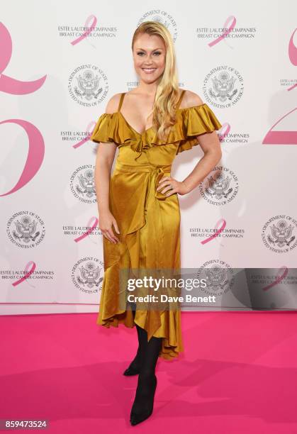 Camilla Kerslake attends the 25th Anniversary of the Estee Lauder Companies UK's Breast Cancer Campaign at the US Ambassadors Residence, Winfield...