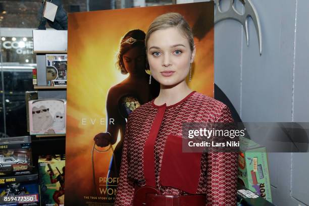 Actress Bella Heathcote attends the Professor Marston and the Wonder Women meet and greet at New York's Forbidden Planet on October 9, 2017 in New...