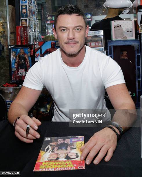 Actor Luke Evans attends the Professor Marston and the Wonder Women meet and greet at New York's Forbidden Planet on October 9, 2017 in New York City.