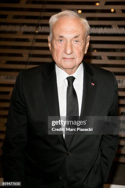 Architect Frank Gehry attends 'Etre Moderne: Le MomA a Paris' exhibition at Fondation Louis Vuitton on October 9, 2017 in Paris, France.