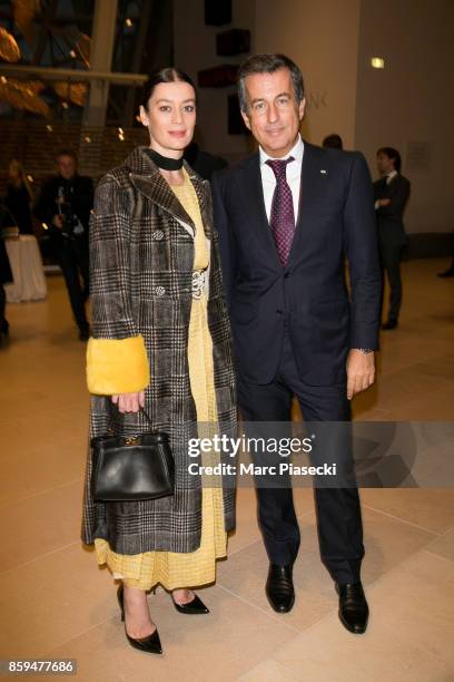 Cyril Karaoglan and Aurelie Dupont attend the 'Etre Moderne: Le MoMA a Paris' exhibition at Fondation Louis Vuitton on October 9, 2017 in Paris,...