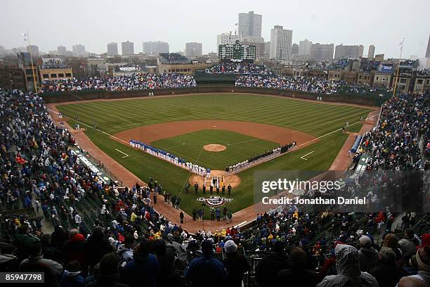 General view of Wrigley Field before the Opening Day game between the Chicago Cubs and the Colorado Rockies on April 13, 2009 in Chicago, Illinois.