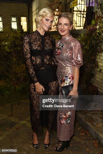 Poppy Delevingne and Melinda Stevens attend the Conde Nast Traveller 20th anniversary after party at Annabel's on October 9, 2017 in London, England.