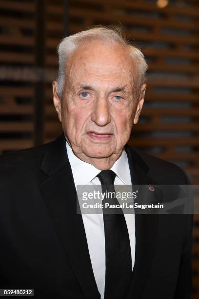Frank Gehry attends"Etre Moderne : Le MoMA A Paris" Exhibition at Fondation Louis Vuitton on October 9, 2017 in Paris, France.