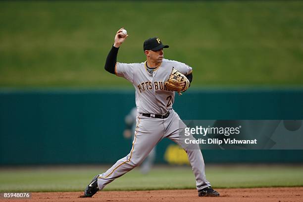 Jack Wilson of the Pittsburgh Pirates throws against the St. Louis Cardinals during Opening Day on April 6, 2009 at Busch Stadium in St. Louis,...
