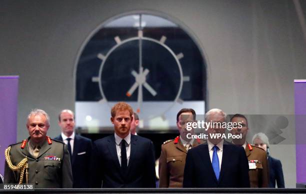Britain's Prince Harry, center left, arrives to present the Employer Recognition Scheme Gold Awards at the Imperial War Museum on October 9, 2017 in...