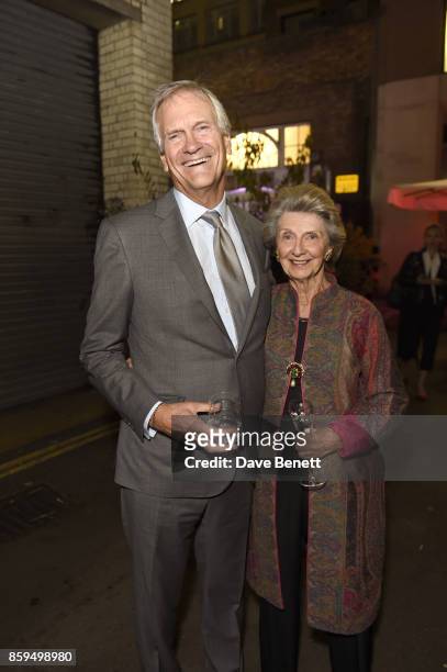 Charles Delevingne and Jane Sheffield attend the Conde Nast Traveller 20th anniversary party at Vogue House on October 9, 2017 in London, England.