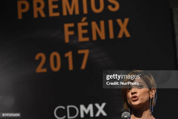 Actress Irene Azuela is seen during a press conference to promote
