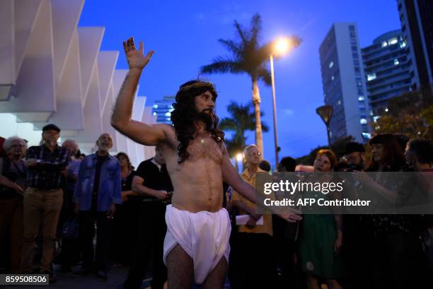 Artists and musicians gathered at the Palacio das Artes during the "Faca Voce Mesmo Sua Capela Sistina" exhibition by artist Pedro Moraleida, in Belo...