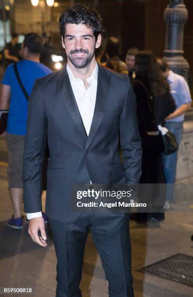 Actor Miguel Angel Munozarrives at the 'Hollywood- Madrid' Cocktail at Casino de Madrid on October 9, 2017 in Madrid, Spain.