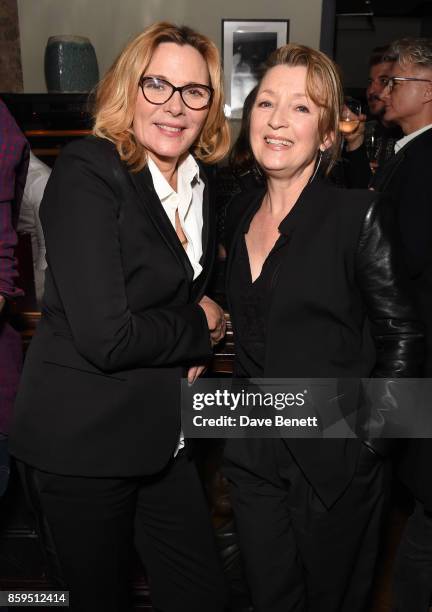Kim Cattrall and Lesley Manville attend the press night after party for "Heisenberg: The Uncertainty Principle" at Century Club on October 9, 2017 in...