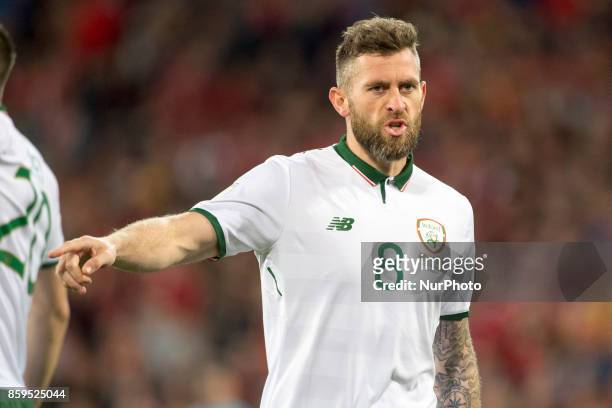 Daryl Murphy of Ireland during the FIFA World Cup 2018 Qualifying Round Group D match between Wales and Republic of Ireland at Cardiff City Stadium...