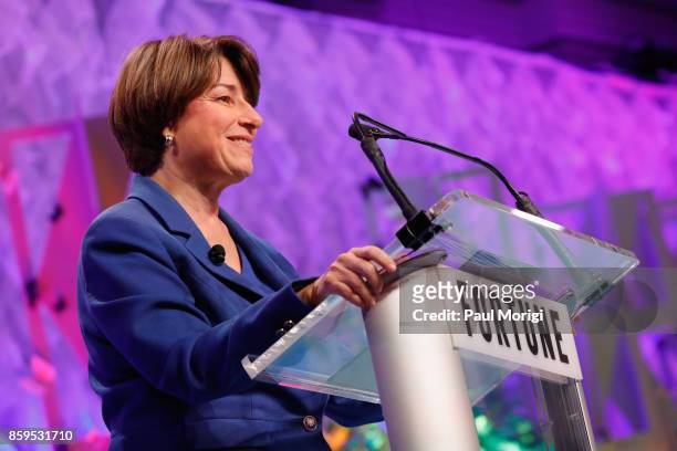 Senator, State of Minnesota, Amy Klobuchar speaks onstage at the Fortune Most Powerful Women Summit on October 9, 2017 in Washington, DC.