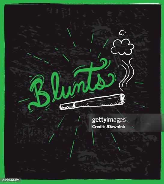 cannabis weed culture hand drawn labels designs - blunt stock illustrations