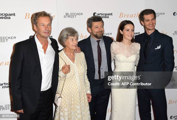 Producers Jonathan Cavendish, Diana Cavendish, director Andy Serkis and actors Claire Foy and Andrew Garfield attend the New York special screening...