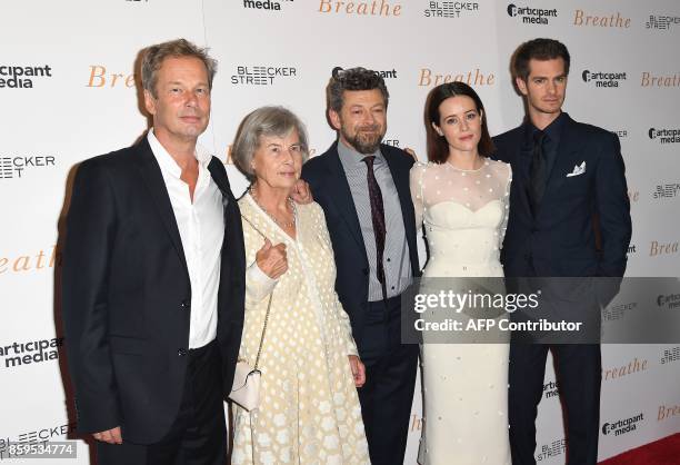 Producers Jonathan Cavendish, Diana Cavendish, director Andy Serkis and actors Claire Foy and Andrew Garfield attend the New York special screening...