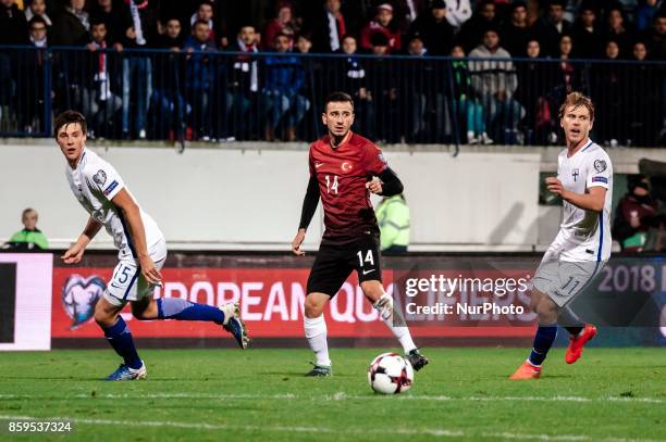 Turkey's Oguzhan Özyakup during the FIFA World Cup 2018 qualification football match between Finland and Turkey in Turku, Finland on October 9, 2017.