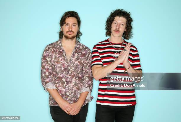 Adam Hyde and Reuben Styles from Peking Duk pose at the 31st Annual ARIA Nominations Event at Art Gallery Of NSW on October 10, 2017 in Sydney,...