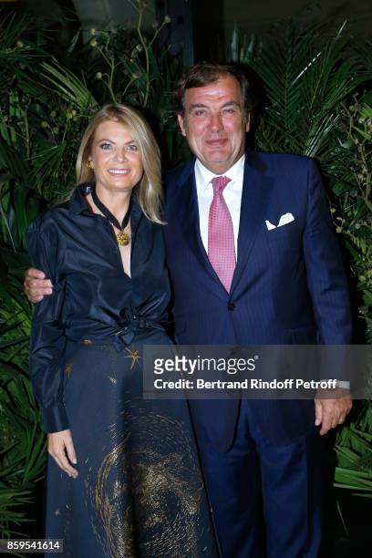 President of Care France, Arielle de Rothschild and Vice- President of Care France, Alexandre Vilgrain attend the "Diner des Amis de Care" at Hotel...