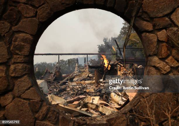 The remains of the fire daaged Signarello Estate winery after an out of control wildfire moved through the area on October 9, 2017 in Napa,...