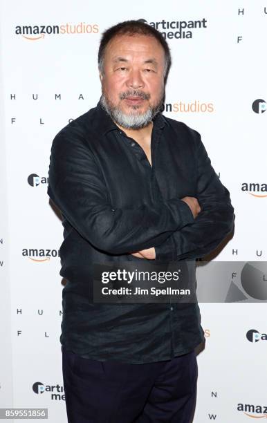 Director/artist Ai Weiwei attends the "Human Flow" New York screening at the Whitby Hotel on October 9, 2017 in New York City.