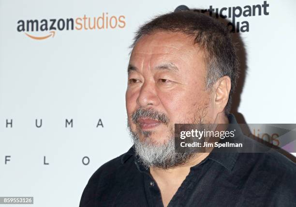 Director/artist Ai Weiwei attends the "Human Flow" New York screening at the Whitby Hotel on October 9, 2017 in New York City.