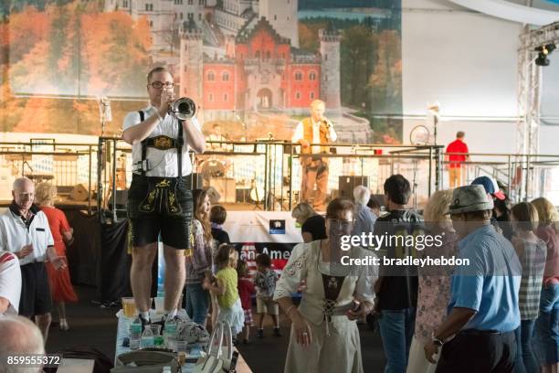 german musicians play for an oktoberfest audience - torrance stock pictures, royalty-free photos & images