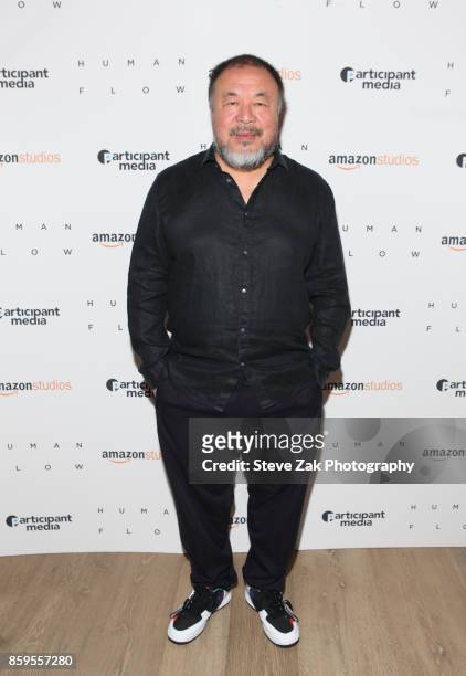 Ai Weiwei attends "Human Flow" New York Screening at the Whitby Hotel on October 9, 2017 in New York City.