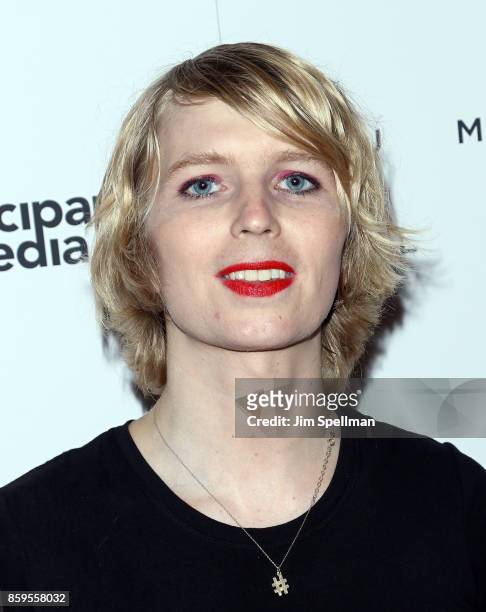 Soldier Chelsea Manning attends the "Human Flow" New York screening at the Whitby Hotel on October 9, 2017 in New York City.