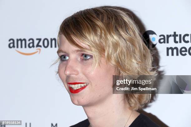 Soldier Chelsea Manning attends the "Human Flow" New York screening at the Whitby Hotel on October 9, 2017 in New York City.