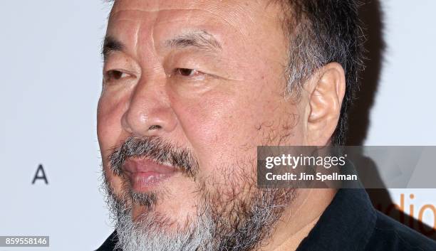 Director/artist Ai Weiwei attends the "Human Flow" New York screening at the Whitby Hotel on October 9, 2017 in New York City.