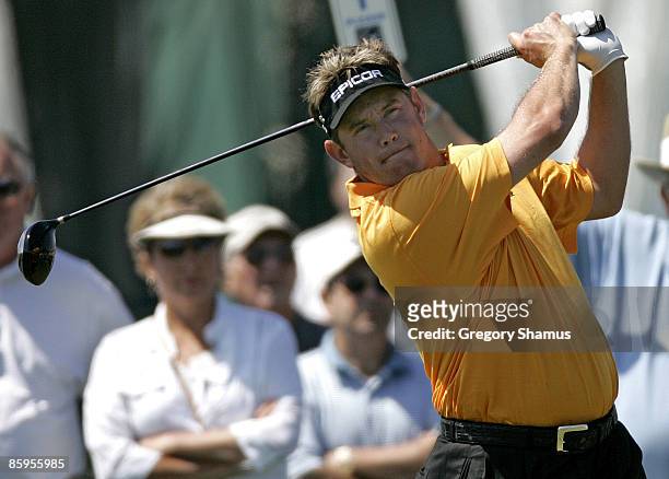 Lee Westwood during the first round of the Zurich Classic of New Orleans at the English Turn Golf & Country Club in New Orleans, Louisiana on April...