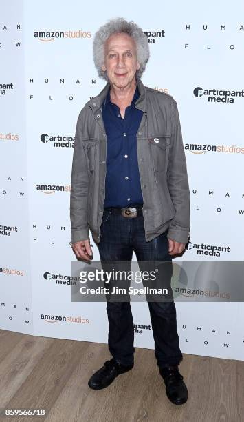 Photographer Bob Gruen attends the "Human Flow" New York screening at the Whitby Hotel on October 9, 2017 in New York City.