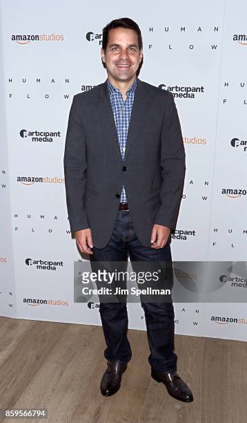 Host Dave Karger attends the "Human Flow" New York screening at the Whitby Hotel on October 9, 2017 in New York City.