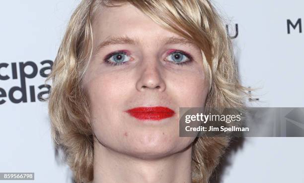 Soldier Chelsea Manning attends the "Human Flow" New York screening at the Whitby Hotel on October 9, 2017 in New York City.