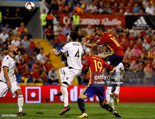 Thiago Alcntara of Spain controls the ball during the FIFA 2018 World Cup Qualifier between Spain and Albania at Rico Perez Stadium on October 6,...