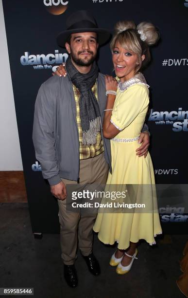 Dancer Mark Ballas and violinist Lindsey Stirling attend "Dancing with the Stars" season 25 at CBS Televison City on October 9, 2017 in Los Angeles,...