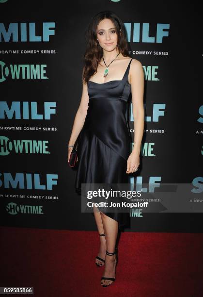 Actress Emmy Rossum arrives at the Los Angeles Premiere "SMILF" at Harmony Gold Theater on October 9, 2017 in Los Angeles, California.