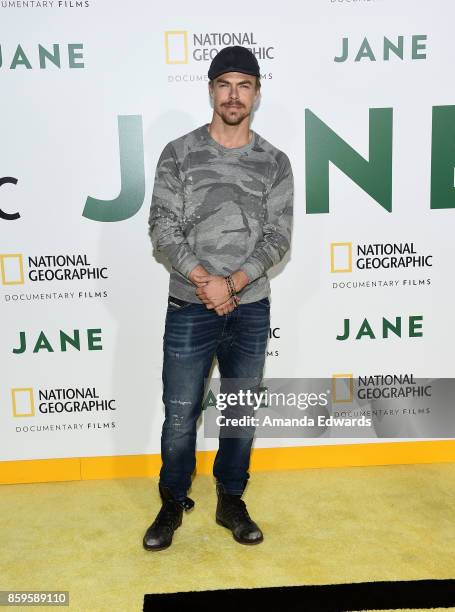 Dancer Derek Hough arrives at the premiere of National Geographic Documentary Films' "Jane" at the Hollywood Bowl on October 9, 2017 in Hollywood,...