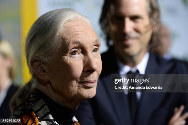 Primatologist Dr. Jane Goodall and director Brett Morgen arrive at the premiere of National Geographic Documentary Films' "Jane" at the Hollywood...