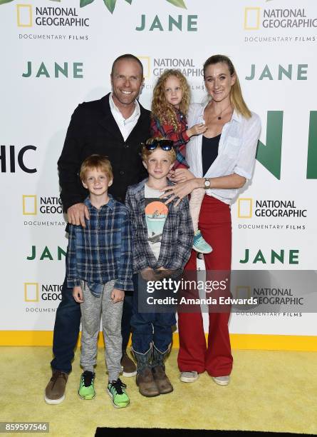 Beach volleyball players Csey Jennings and Kerri Jennings Walsh and their children arrive at the premiere of National Geographic Documentary Films'...