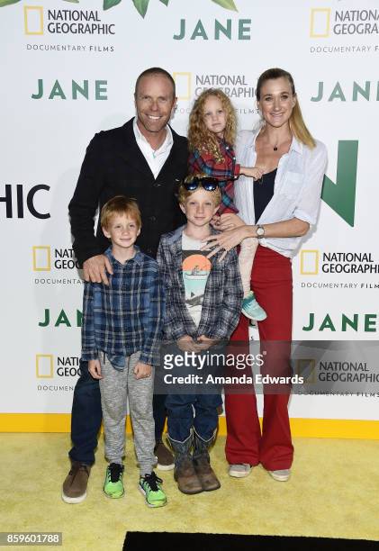 Beach volleyball players Csey Jennings and Kerri Jennings Walsh and their children arrive at the premiere of National Geographic Documentary Films'...