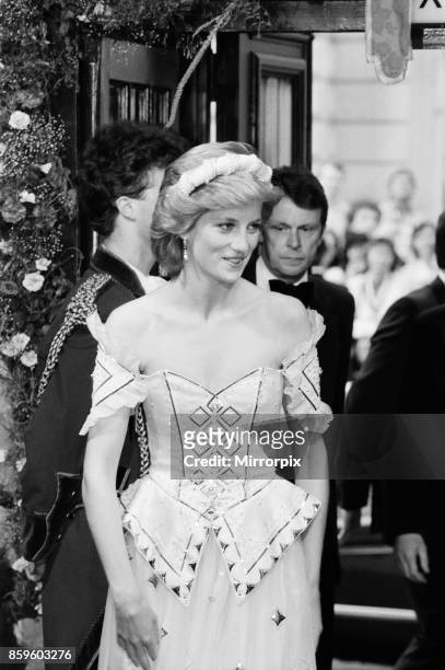 The Princess of Wales, Princess Diana arrives at the Royal Opera House for the Royal Charity Premiere of Ivan The Terrible by the Bolshoi Ballet,...