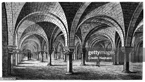 crypt of canterbury cathedral - canterbury england stock illustrations