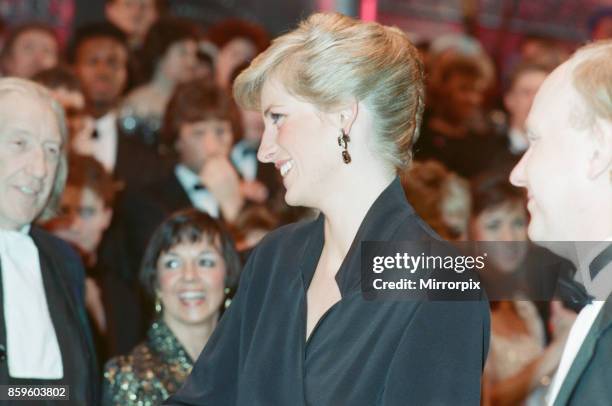 Princess Diana,The Princess of Wales attends The Laurence Olivier Awards at The Dominion Theatre in London, 29th January 1989.