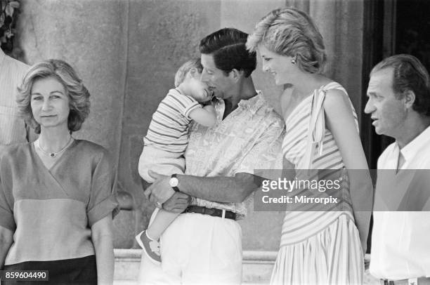Princess Diana,The Princess of Wales and her husband Prince Charles, The Prince of Wales on holiday in Palma, Majorca. They are the guests of King...