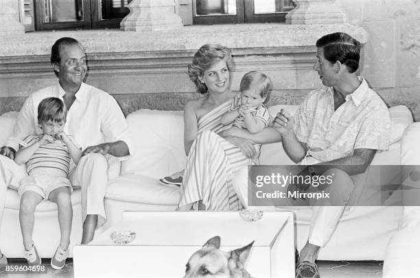 Princess Diana,The Princess of Wales and her husband Prince Charles, The Prince of Wales on holiday in Palma, Majorca. They are the guests of King...