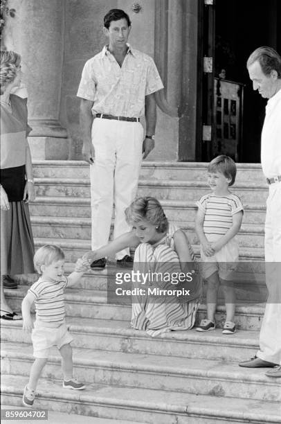 Princess Diana,The Princess of Wales and her husband Prince Charles, The Prince of Wales on holiday in Palma, Majorca. They are the guests of King...